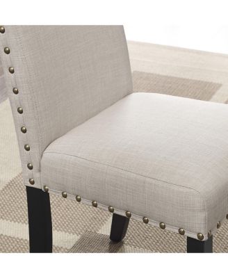 Fabric Dining Chairs with Nailhead Trim, Set of 2
