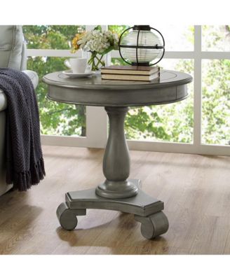   Round Wood Pedestal Side Table