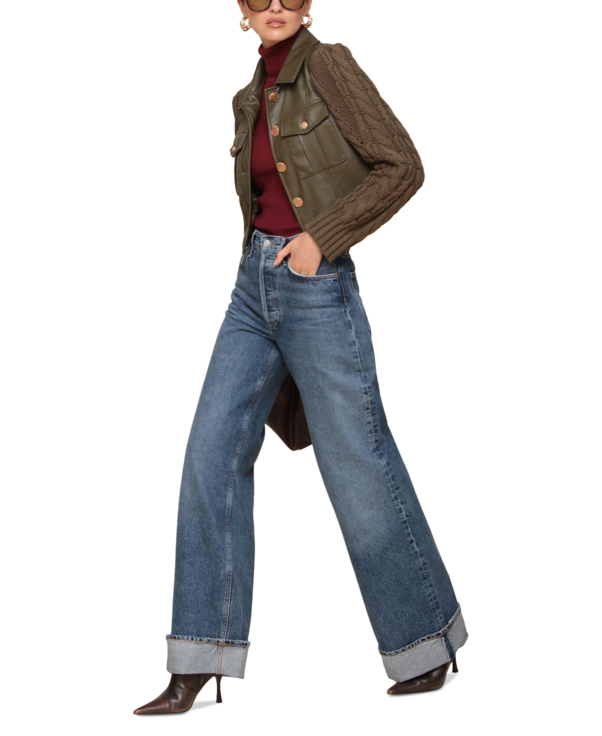 Avec Les Filles Women's Mixed Media Faux-Leather Jacket