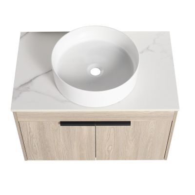 30" Modern Design Float Bathroom Vanity With Ceramic Basin Set