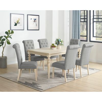 Streamdale 7-piece Dining Set, Turned-Leg Dining Table with 6 Tufted Chairs