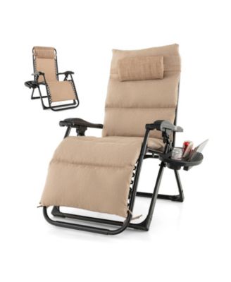 Adjustable Metal Zero Gravity Lounge Chair with Removable Cushion and Cup Holder Tray