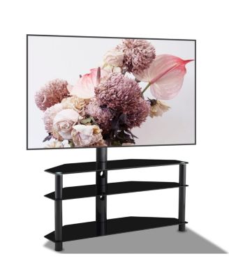 35 inch Black Multi-function TV Stand Height Adjustable Bracket Swivel 3-Tier