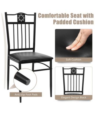 5 Pieces Dining Set Wood Metal Table and 4 Chairs with Cushions