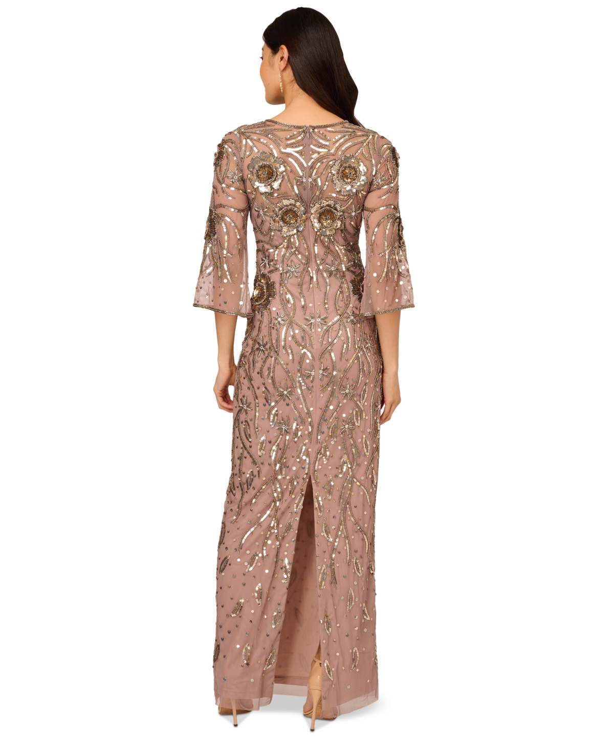 Adrianna Papell Women's Round-Neck Embellished Sheath Gown