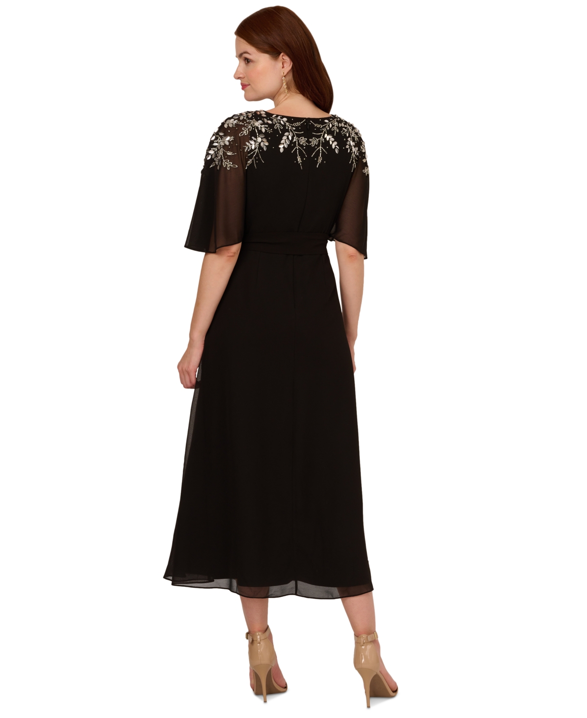 Adrianna Papell Women's Beaded Chiffon Dolman-Sleeve Dress