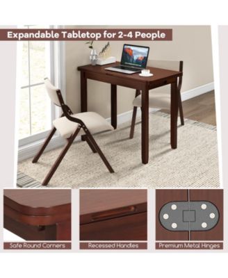 Kitchen Table Set for 2 Expandable Dining Table with 2 Upholstered Folding Chairs