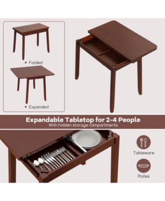 Kitchen Table Set for 2 Expandable Dining Table with 2 Upholstered Folding Chairs