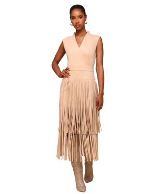 Women's Tiered-Fringe Sleeveless Dress