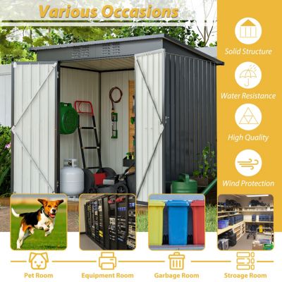 Streamdale Sturdy and Tall 72&amp;#x22; x 48&amp;#x22; x 68&amp;#x22; Black Shed with Double Hinged Door