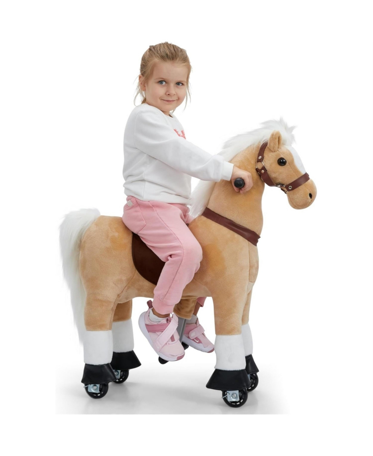 Jumbl Lil Ride on Horse, Kids Ride on Toy w/Sounds & Wheels (Off-White)