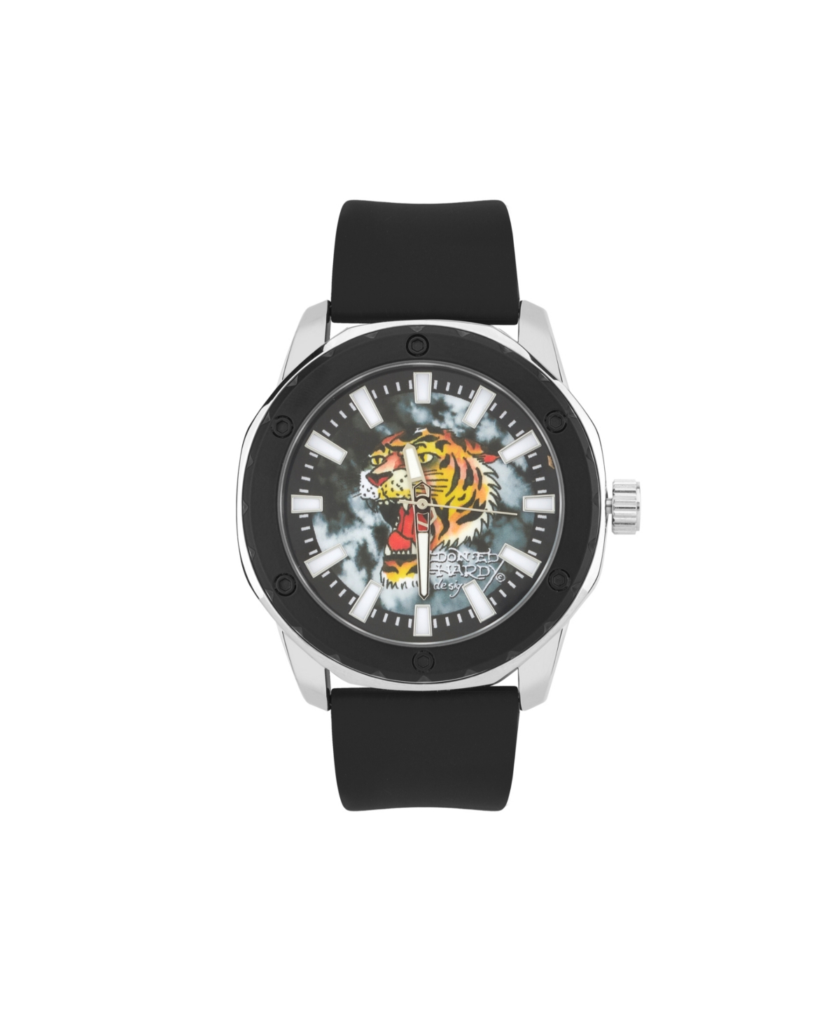 Men's Matte Black Silicone Strap Analog Watch 47mm - Black