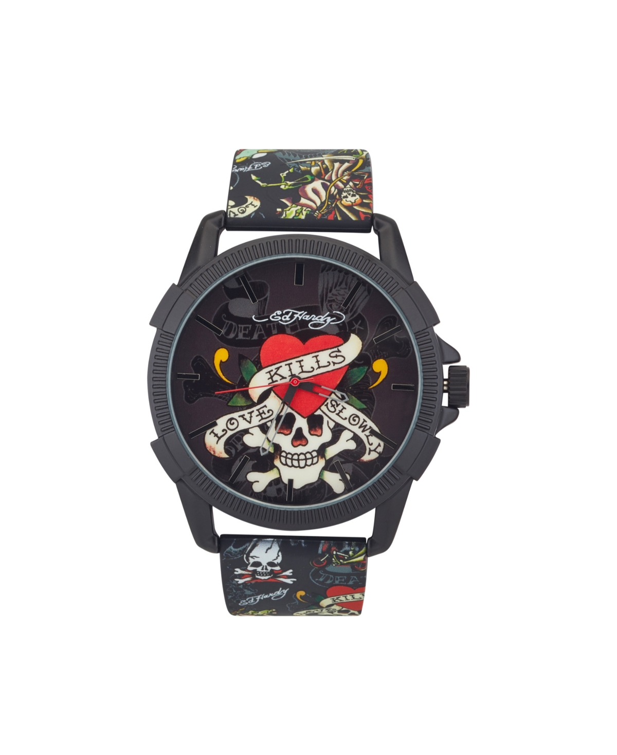 Men's Matte Black Silicone Strap Analog Watch 48mm - Black