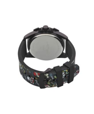 Men's Matte Black Silicone Strap Analog Watch 48mm