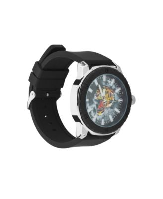 Men's Matte Black Silicone Strap Analog Watch 47mm