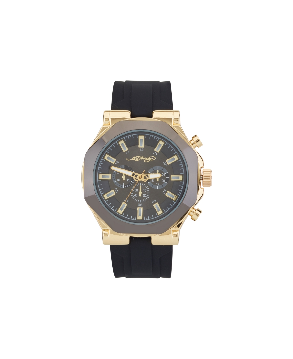 Men's Matte Black Silicone Strap Analog Watch 46mm - Black