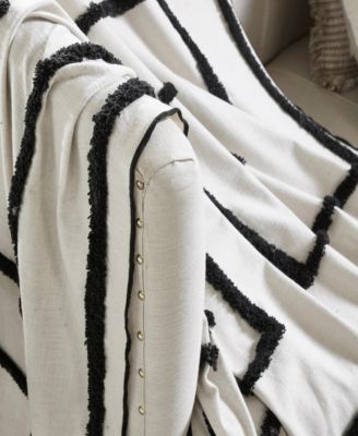 Lulu Tufted Cotton Throw Blanket I 50"x 70" I Ivory Black