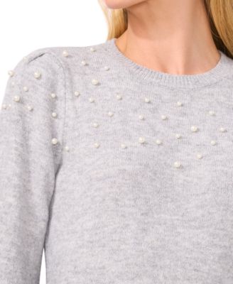 Women's Scattered-Pearl Crewneck Sweater