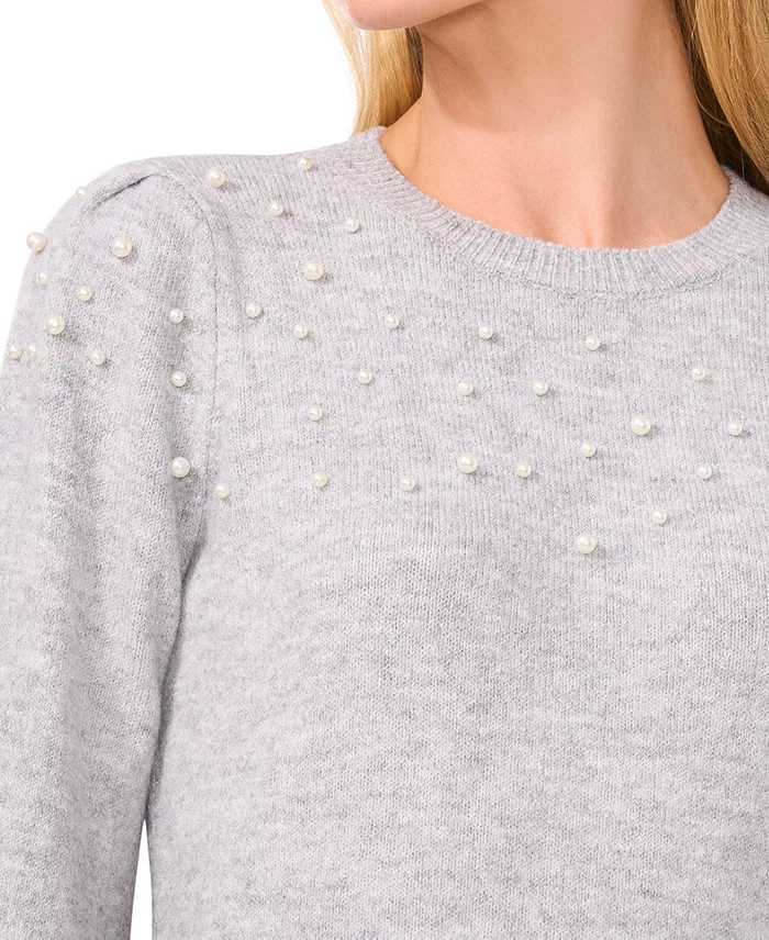 Women's Scattered-Pearl Crewneck Sweater - thumbnail 6