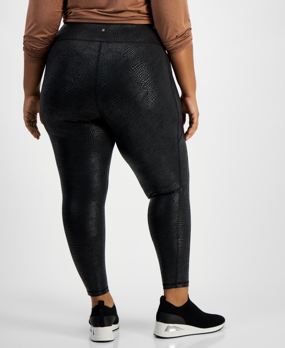 Id Ideology Plus Size Metallic Animal-Print Leggings, Created by Macy's