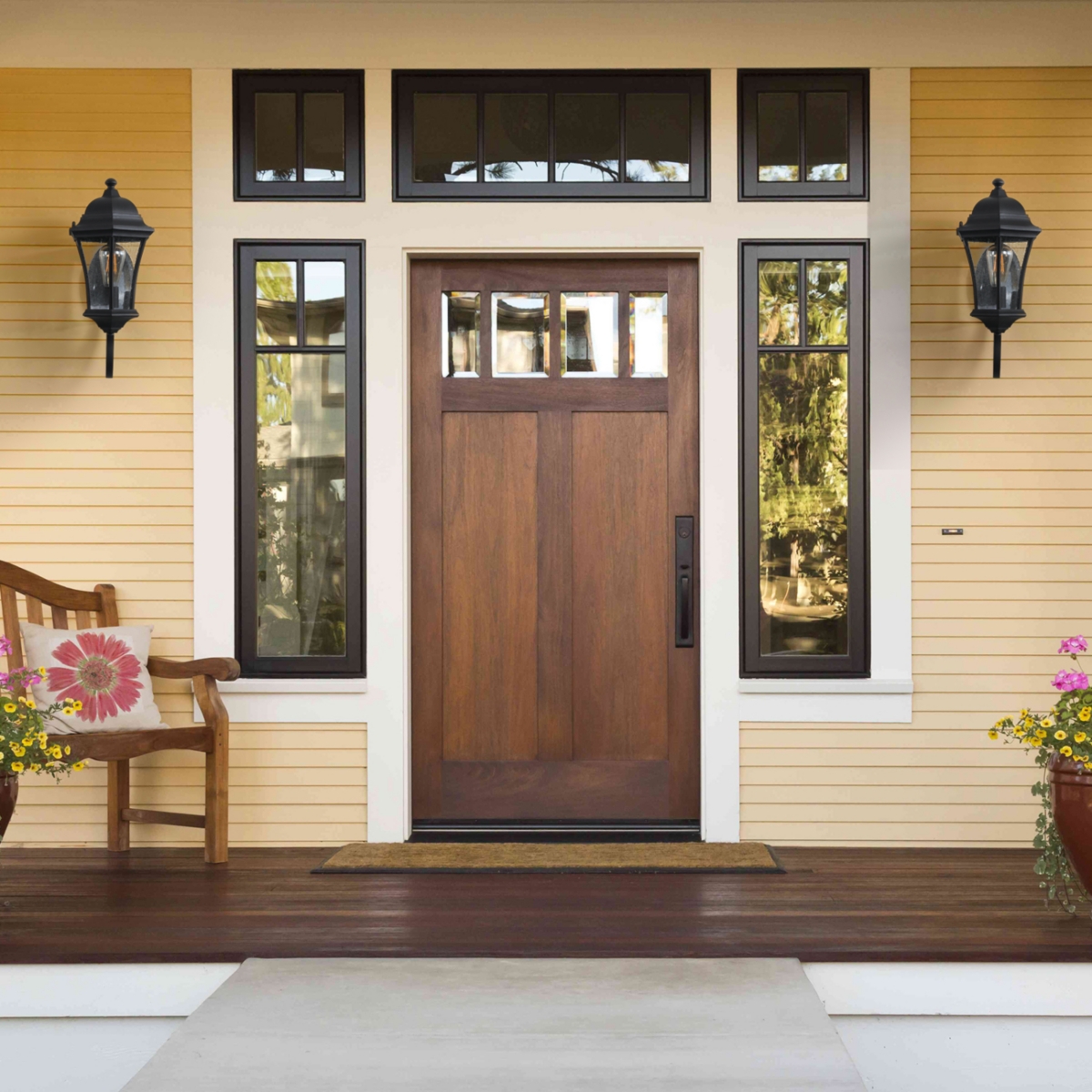 Outdoor Waterproof Glass Retro Wall Lamp(2 pack) with Light sense