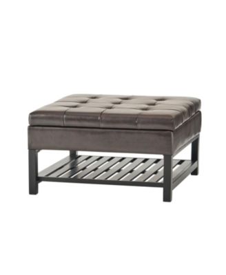 Finn Bonded Leather Ottoman With Storage And Rack