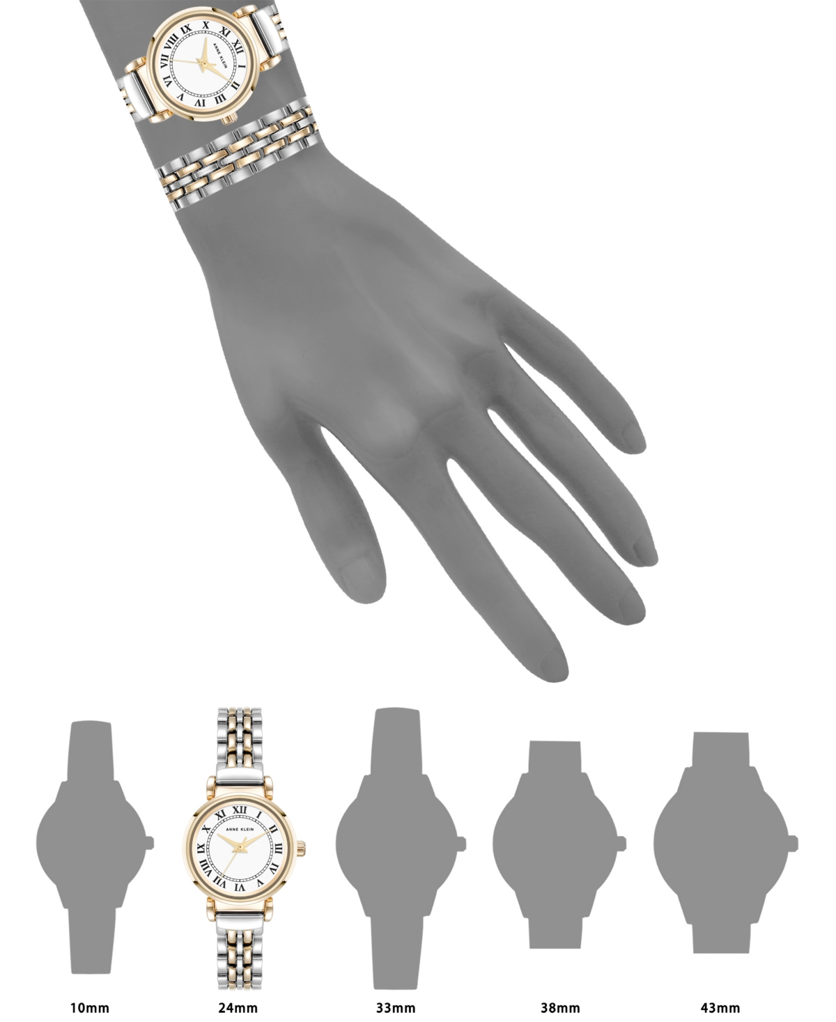 Anne Klein Women's Quartz Roman Numeral Two-Tone Alloy Metal Bracelet Watch Set, - Silver-Tone/Gold-Tone