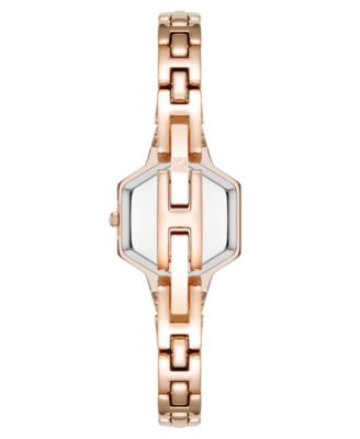 Women's Quartz Petite Hexagonal Rose Gold-Tone Alloy Metal Bracelet Watch, 21mm