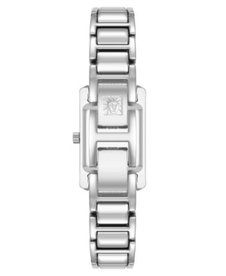 Women's Quartz Classic Rectangular Roman Numeral Silver-Tone Alloy Metal Watch, 20mm