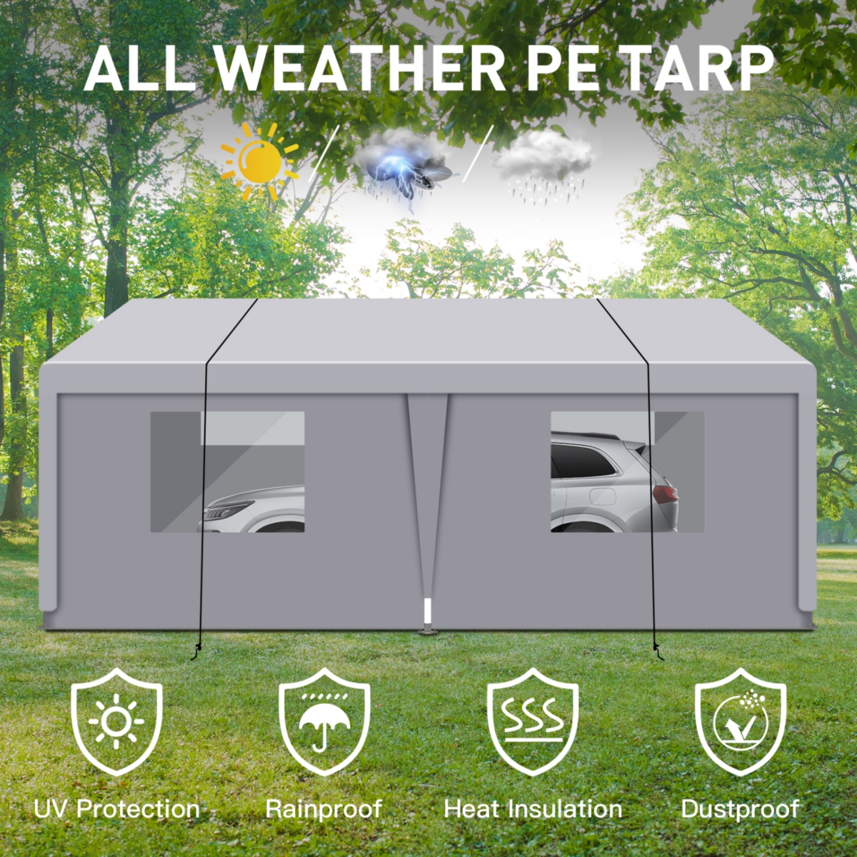 Streamdale Furniture 10x20 Portable Carport: Multipurpose Shelter for Vehicles, Storage, and Events
