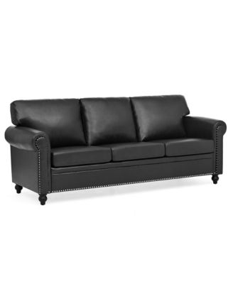 Elegant 3-Seater Sofa with Silver Nailhead Accents