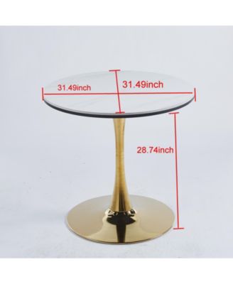 31.5" Tulip Dining Table MDF Top, Metal Legs