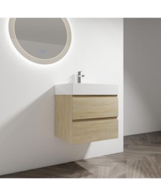 24" Wood Grain Vanity w/ Resin Sink & Soft-Close Drawers