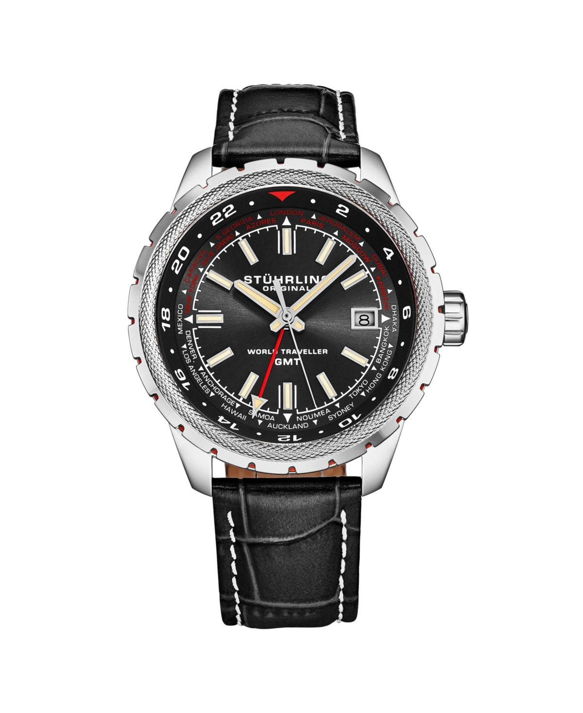 Global Voyager 1014 Gmt 42mm World Timer Watch - Black