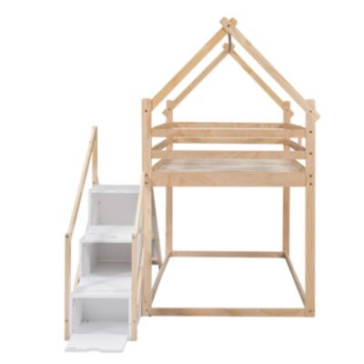Streamdale Twin Over Twin House Loft Or Bunk Bed With Slide And Staircase