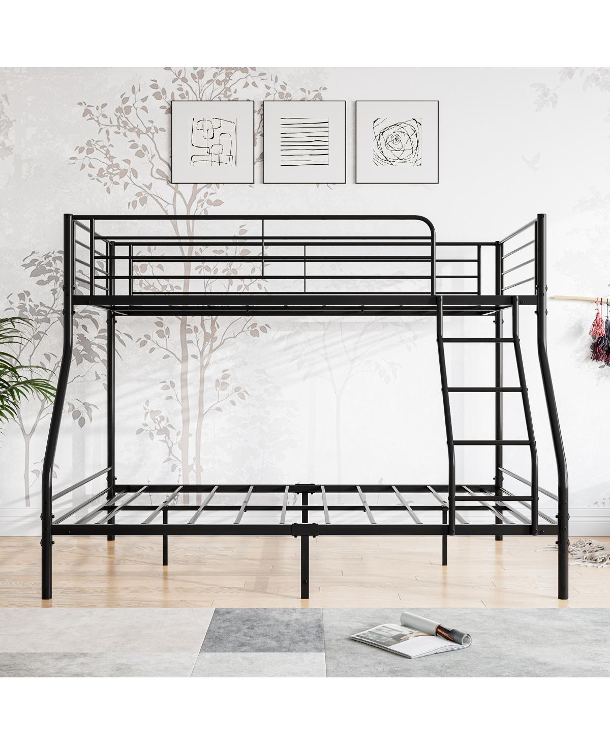 Simplie Fun Heavy Duty Twin-Over-Full Metal Bunk Bed, Easy Assembly With Enhanced Upper-Level Guardrail