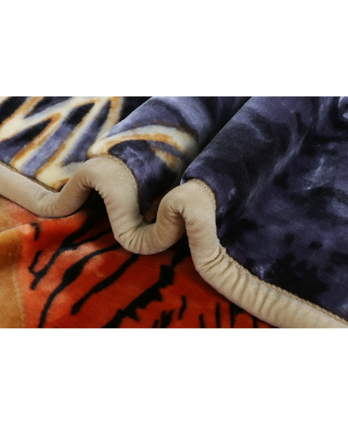 Clara Clark Heavy & Warm Korean Style Reversible Printed Raschel Mink Bed Blanket - Wrinkle Free & Fade Resistant - 87x94 Inches - 12 Lbs. - Tige