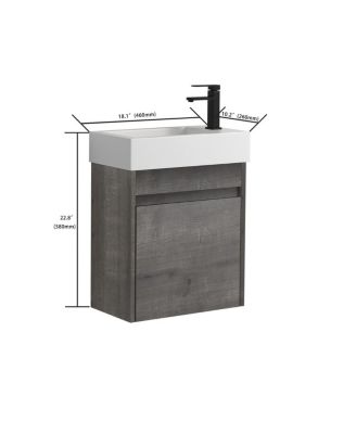 18" Floating Wall-Mounted Bathroom Vanity With Resin Sink & Soft-Close Cabinet Door