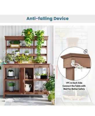 Large Outdoor Wooden Potting Bench Table with Storage Options