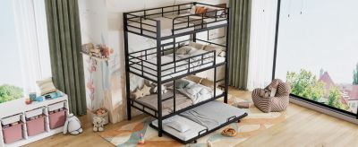 Streamdale Metal Twin Size Triple Bunk Bed With Trundle