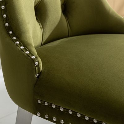 Modern Velvet Dining Chairs with Chrome Legs, Set of 2