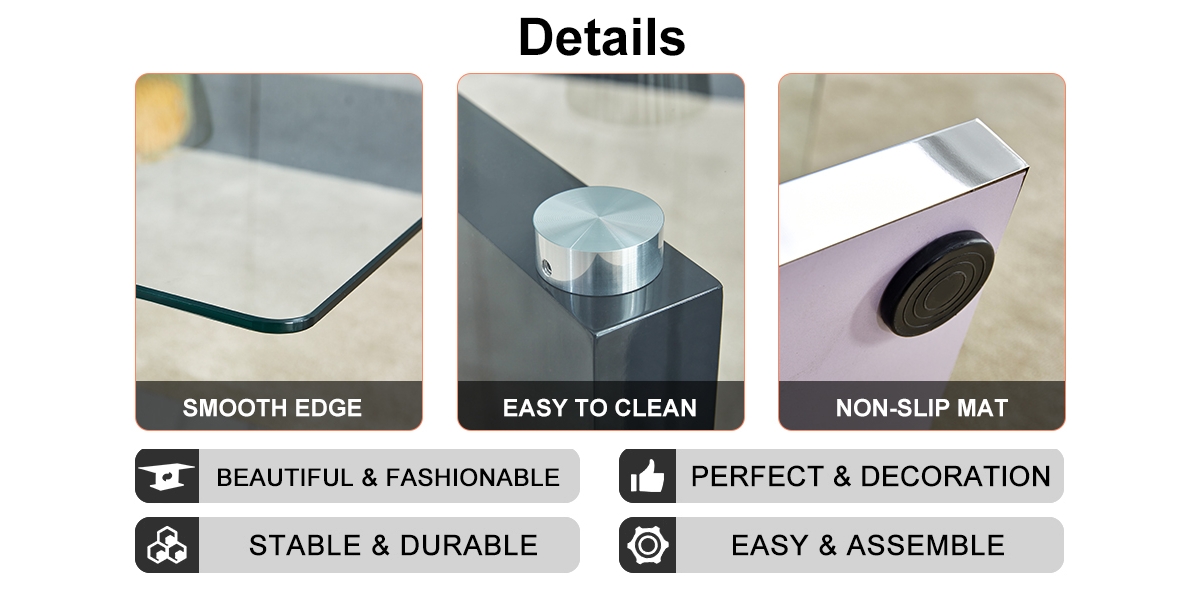 Streamdale Furniture Modern coffee table with tempered glass top andlegs - Black