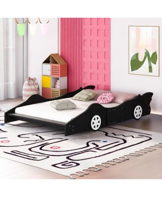 Streamdale Full Size Race Car-Shaped Platform Bed With Wheels