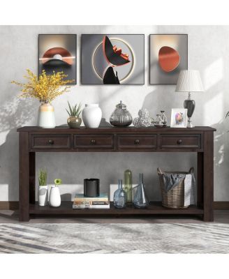 Console Table with Storage and Shelf