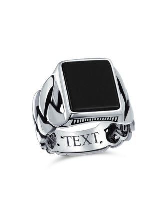 Braided Cable Wheat Wide Link Chain Band Large s Rectangle Statement Signet Ring Sterling Silver