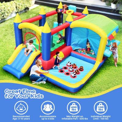 7-in-1 Inflatable Bouncy House with Ball Pit