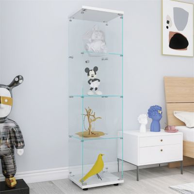 4 Shelves Glass Cabinet Glass Display Cabinet With One Door
