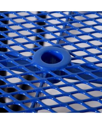 Streamdale Square Outdoor Steel Picnic Table 46" blue, with umbrella pole