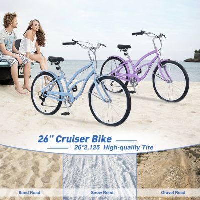 Streamdale 7 Speed Bicycles, Multiple Colors 26"Inch Beach Cruiser Bike