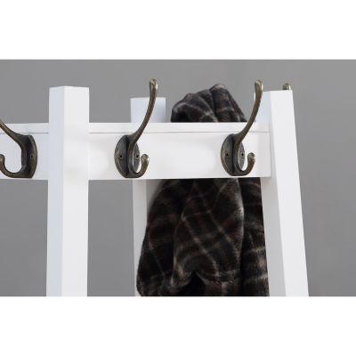 Streamdale Coat Rack w/ 3-Tier Storage Shelves in White Finish